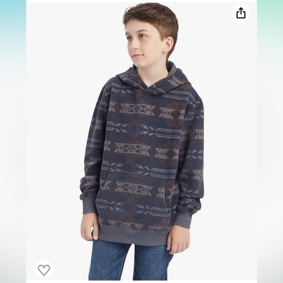 Ariat Other - Ariat Boys Printed Overdyed Washed Sweater Hoodie Maritime Blue Southwest XL
